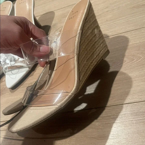 a new day Tan Clear-Strap Wedge Mules - Picture 1 of 7
